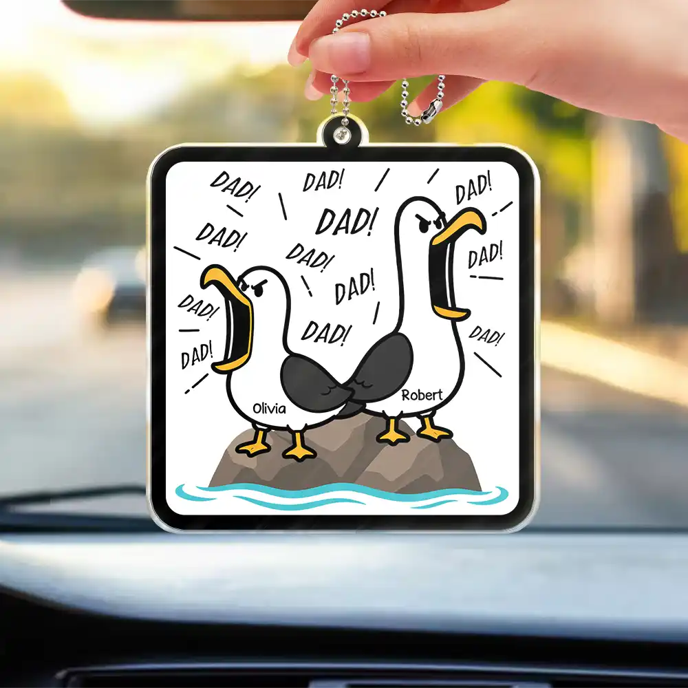 Gift For Grandpa,Gift For Father,Dad - Children,Grandpa - Grandkids,Mom - Children,Gift For Mother,Teacher,Non-Eng,Icon,Humorous - Funny Screaming Seagull - Personalized Acrylic Car Hanger