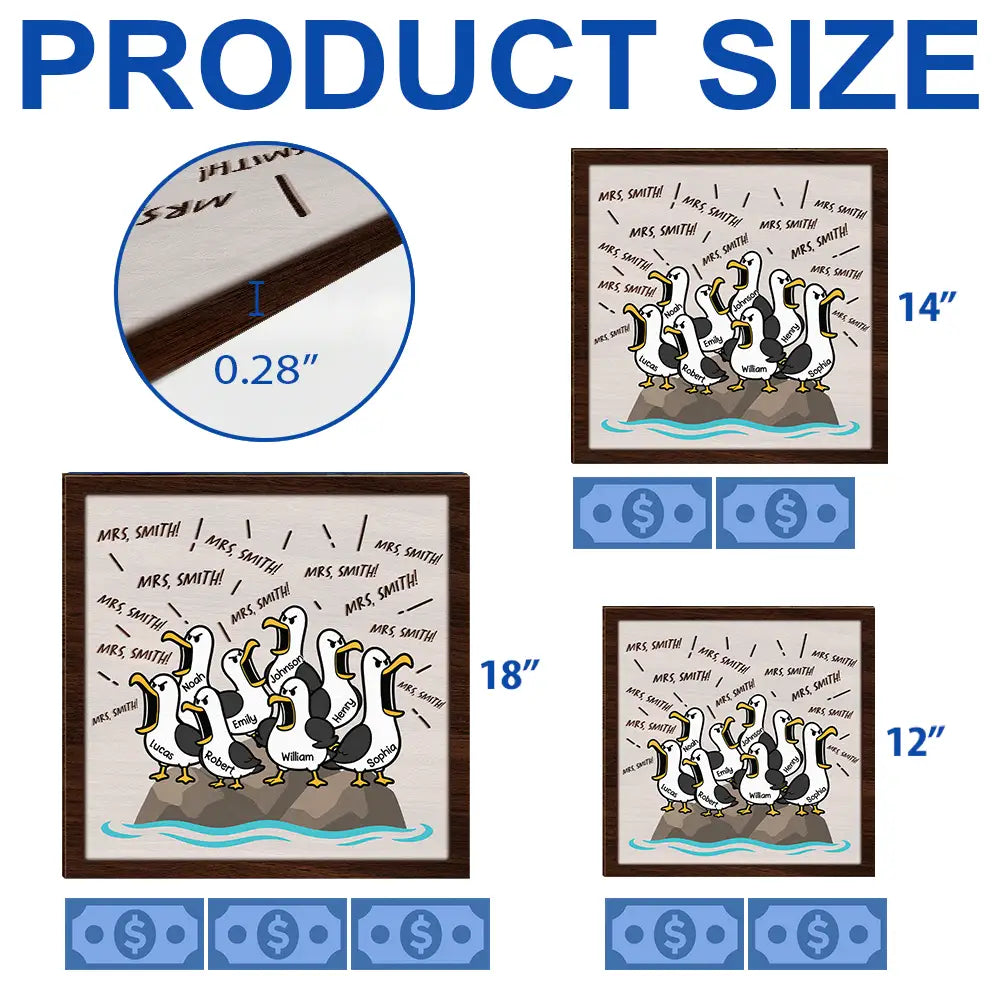 Gift For Grandpa,Gift For Father,Dad - Children,Grandpa - Grandkids,Mom - Children,Gift For Mother,Teacher,Non-Eng,Icon,Humorous - Funny Screaming Seagull - Personalized Custom Shaped Wood Sign