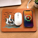 Gift For Grandpa,Gift For Father,Dad - Children,Grandpa - Grandkids,Mom - Children,Gift For Mother,Teacher,Non-Eng,Icon,Humorous - Funny Screaming Seagull - Personalized Leather Charging Mat