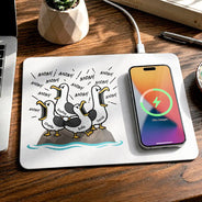 Gift For Grandpa,Gift For Father,Dad - Children,Grandpa - Grandkids,Mom - Children,Gift For Mother,Teacher,Non-Eng,Icon,Humorous - Funny Screaming Seagull - Personalized Leather Charging Mat