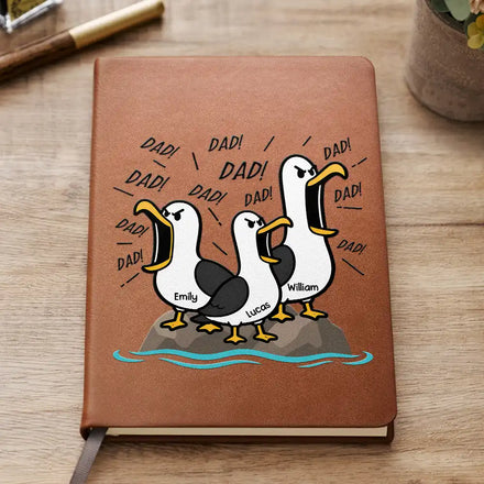 Funny Screaming Seagull - Personalized Leather Journal