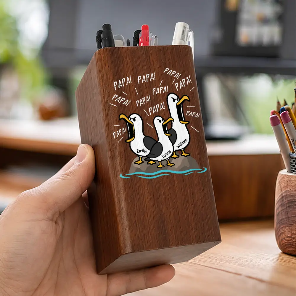 Teacher, Humorous, Back To School, Icon - Funny Screaming Seagull - Personalized Pen Holder With Clock