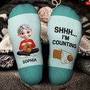 Crocheting,Cozy,Gift For Yourself,Gift For Women,Vector - Funny Shhh I'm Counting For Crochet Knitting Lovers - Personalized Socks