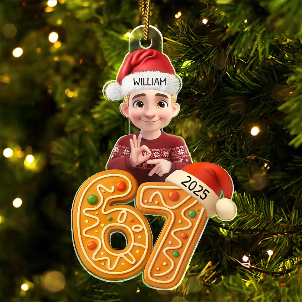 Funny,Gift For Kids,Gift For Grandkids,Christmas - Funny Teen Slang Six Seven - Personalized Custom Shaped Acrylic Ornament