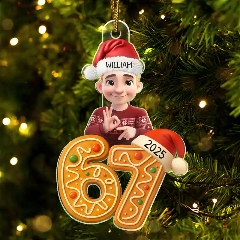 Funny,Gift For Kids,Gift For Grandkids,Christmas - Funny Teen Slang Six Seven - Personalized Custom Shaped Acrylic Ornament