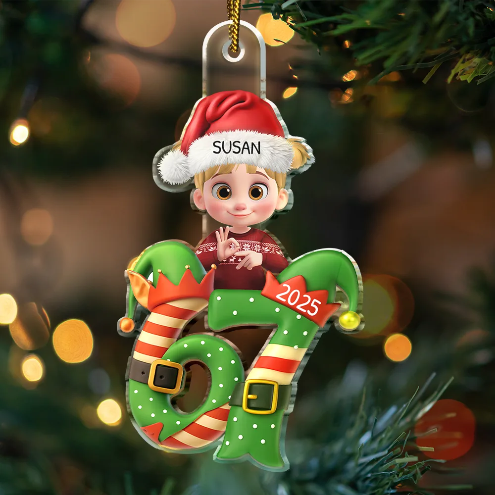 Funny,Gift For Kids,Gift For Grandkids,Christmas - Funny Teen Slang Six Seven - Personalized Custom Shaped Acrylic Ornament