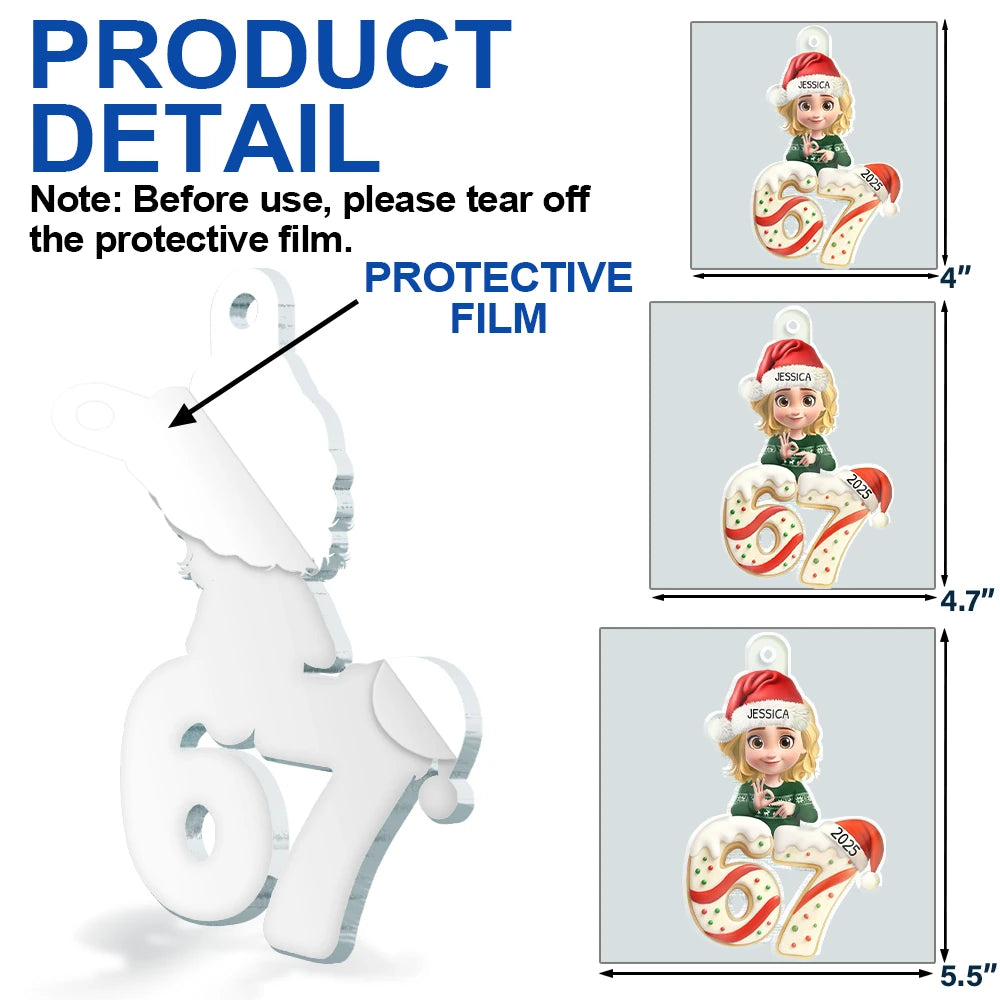 Funny,Gift For Kids,Gift For Grandkids,Christmas - Funny Teen Slang Six Seven - Personalized Custom Shaped Acrylic Ornament