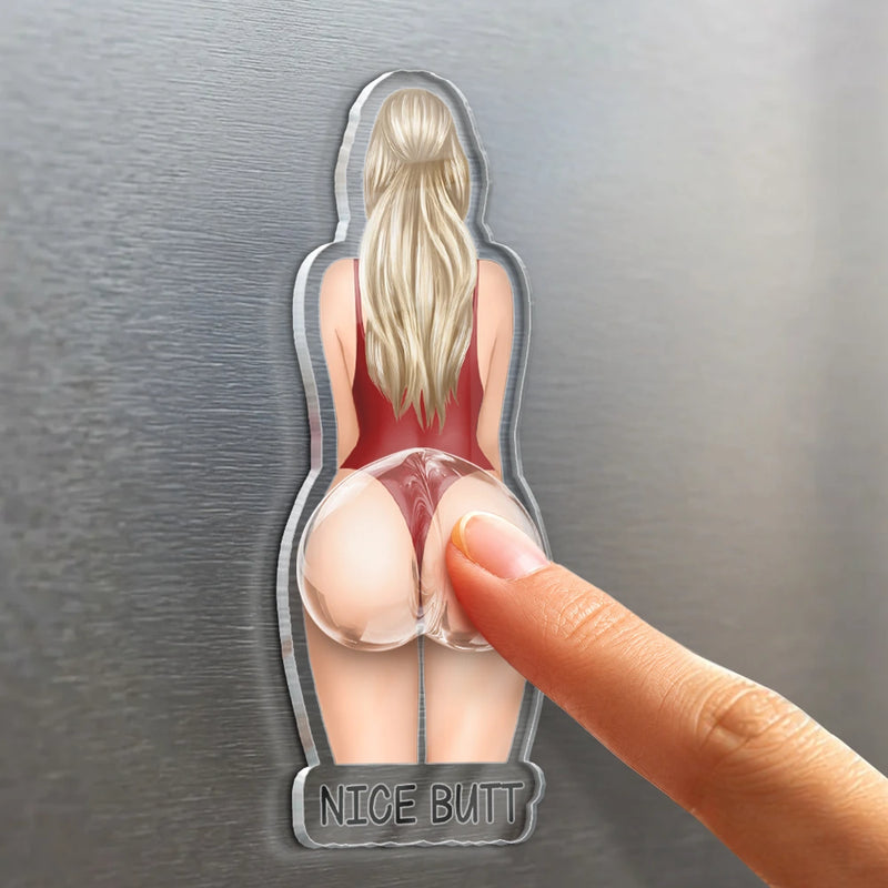 Summer,Gift For Boyfriend,Gift For Couples,Humorous,Vector - Funny & Naughty Just One Poke - Personalized Squishy Acrylic Fridge Magnet