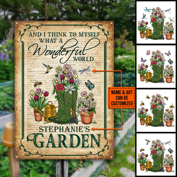 Dictionnaire de jardinage « Quel monde merveilleux » - Panneaux métalliques classiques personnalisés, panneau de jardinage en métal, idée de décoration pour le jardinage, panneau de jardin personnalisé