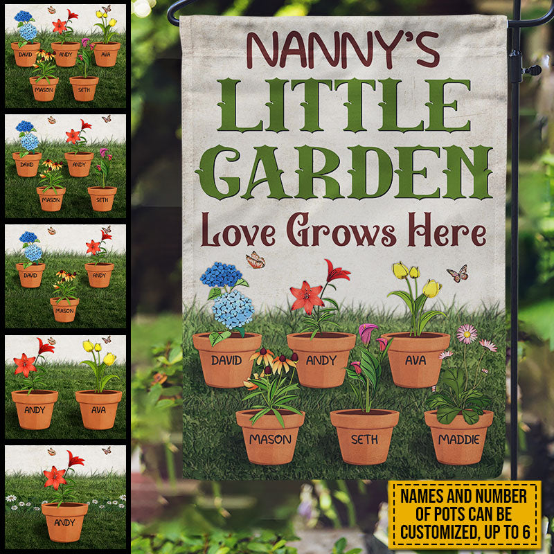 Drapeau personnalisé « Grand-mère jardinière » : cadeau pour grand-mère, grands-parents, petit-enfant, décoration de jardin