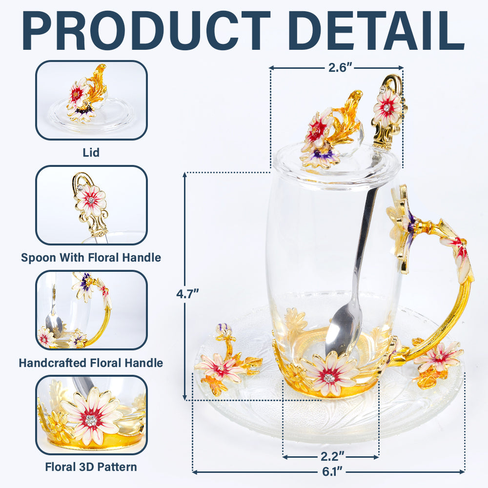 Mom And Children Butterflies - Personalized Glass Flower Tea Cup