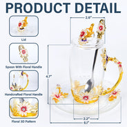Mom And Children Butterflies - Personalized Glass Flower Tea Cup