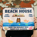 Dog Lovers Swimming Pool Brought Dog Treats And Alcohol - Personalized Custom Classic Metal Signs