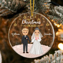 Wedding Couple First Christmas - Personalized Custom Circle Acrylic Ornament