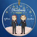 Wedding Couple First Christmas - Personalized Custom Circle Acrylic Ornament
