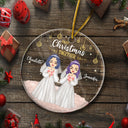 Wedding Couple First Christmas - Personalized Custom Circle Acrylic Ornament