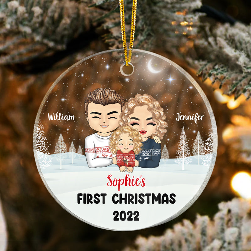 Baby First Christmas - Gift For Father And Mother - Personalized Custom Circle Acrylic Ornament