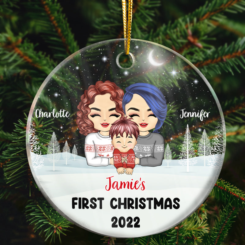 Baby First Christmas - Gift For Father And Mother - Personalized Custom Circle Acrylic Ornament