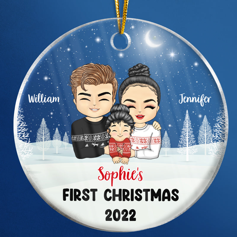 Baby First Christmas - Gift For Father And Mother - Personalized Custom Circle Acrylic Ornament
