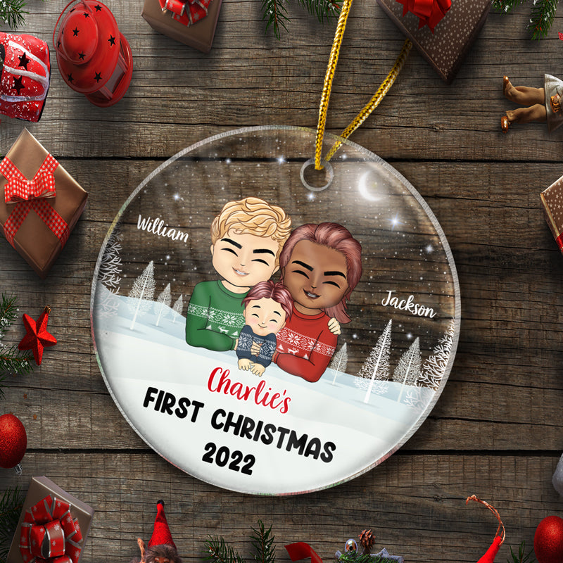Baby First Christmas - Gift For Father And Mother - Personalized Custom Circle Acrylic Ornament
