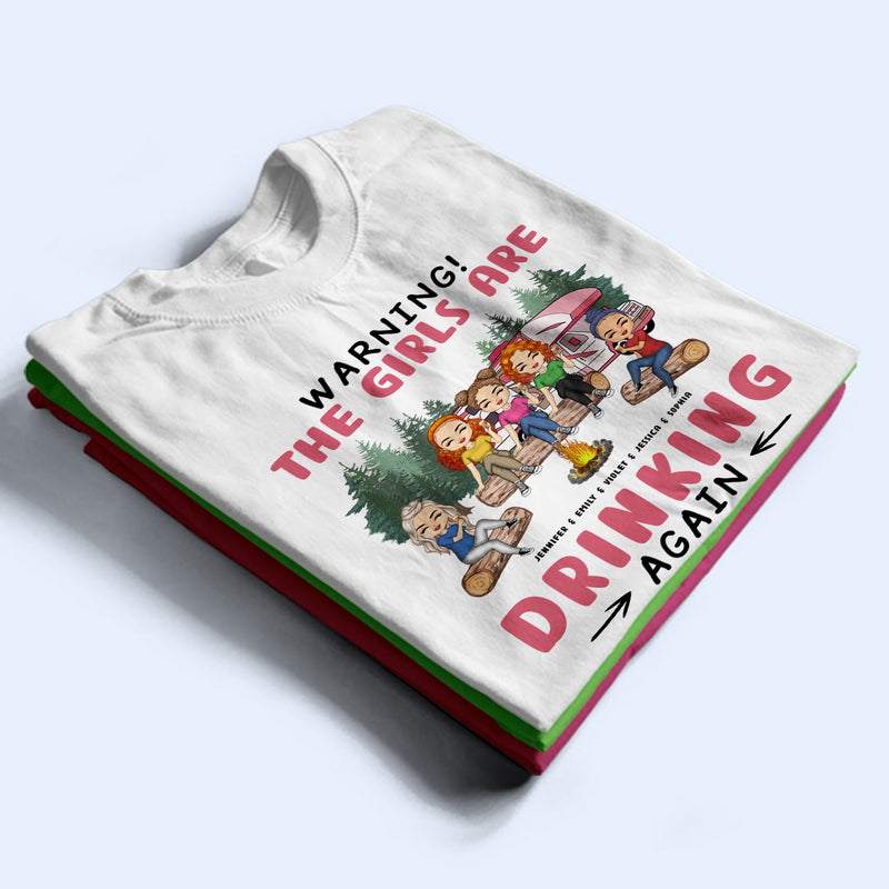 Camping Bestie Warning : les filles boivent encore - Cadeau pour les meilleures amies - T-shirt personnalisé