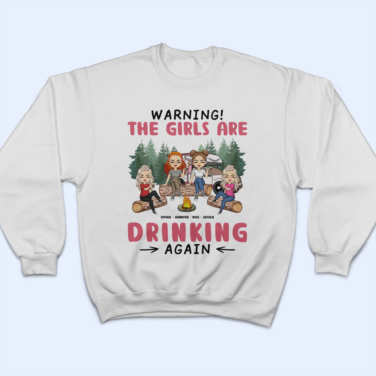 Camping Bestie Warning : les filles boivent encore - Cadeau pour les meilleures amies - T-shirt personnalisé