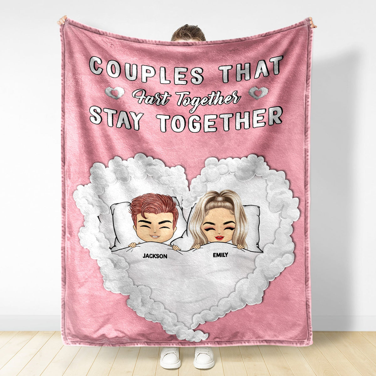 Tu pètes au lit - Cadeau pour couple - Couverture polaire personnalisée