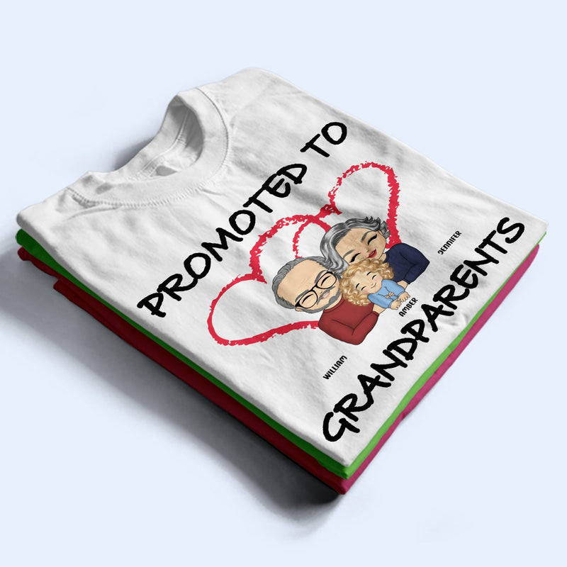 Promoted To Grandpa Grandma - Gift For Grandparents - Personalized Custom T Shirt