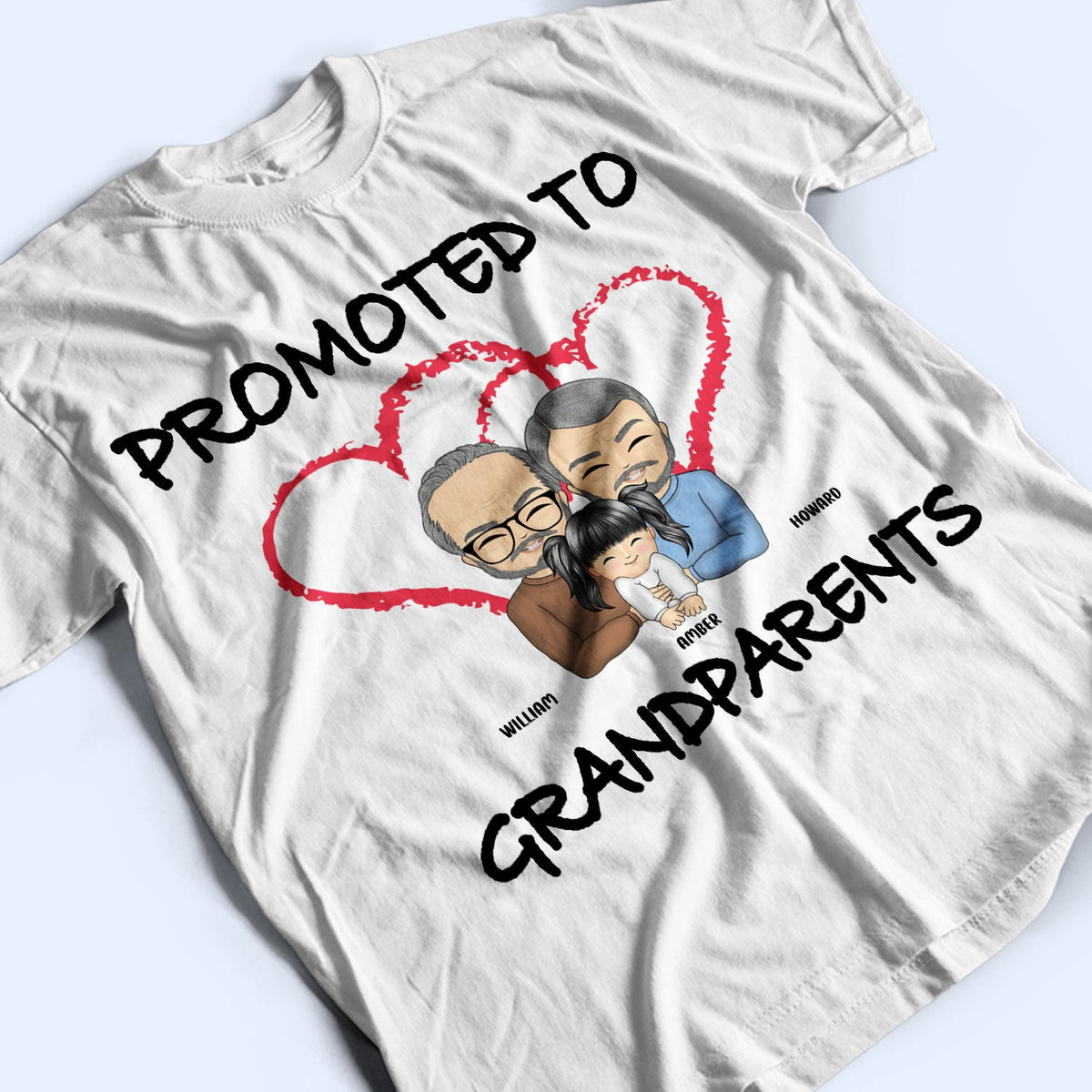Promoted To Grandpa Grandma - Gift For Grandparents - Personalized Custom T Shirt