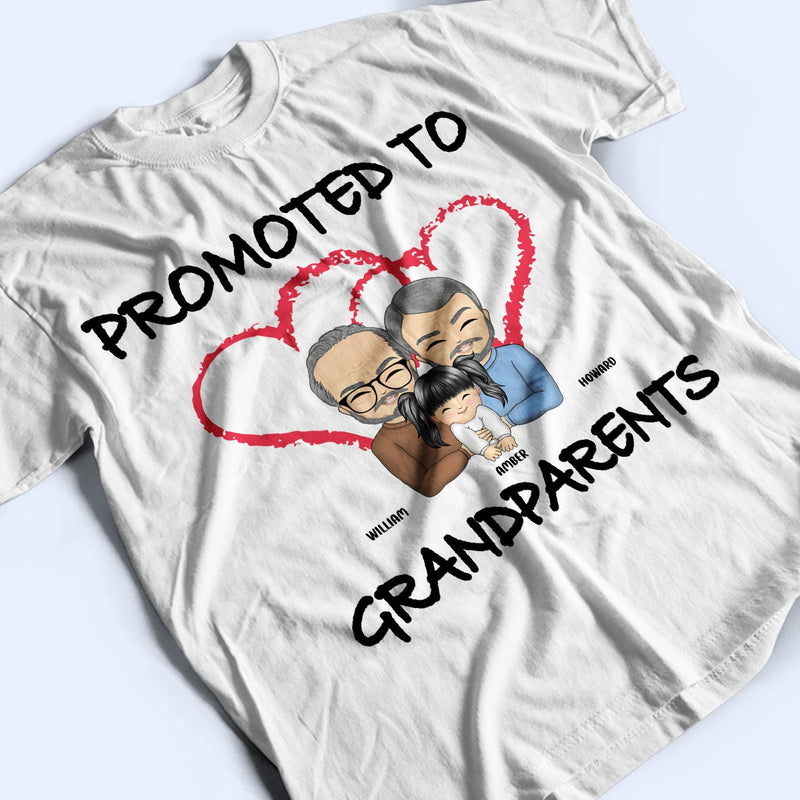Promoted To Grandpa Grandma - Gift For Grandparents - Personalized Custom T Shirt