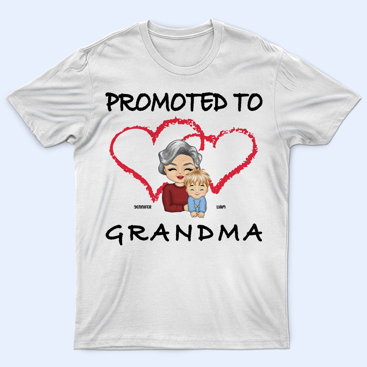 Promoted To Grandpa Grandma - Gift For Grandparents - Personalized Custom T Shirt