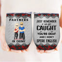 Partenaires de crime si on se fait prendre (version noire) - Cadeau pour les meilleurs amis - Verre à vin personnalisé