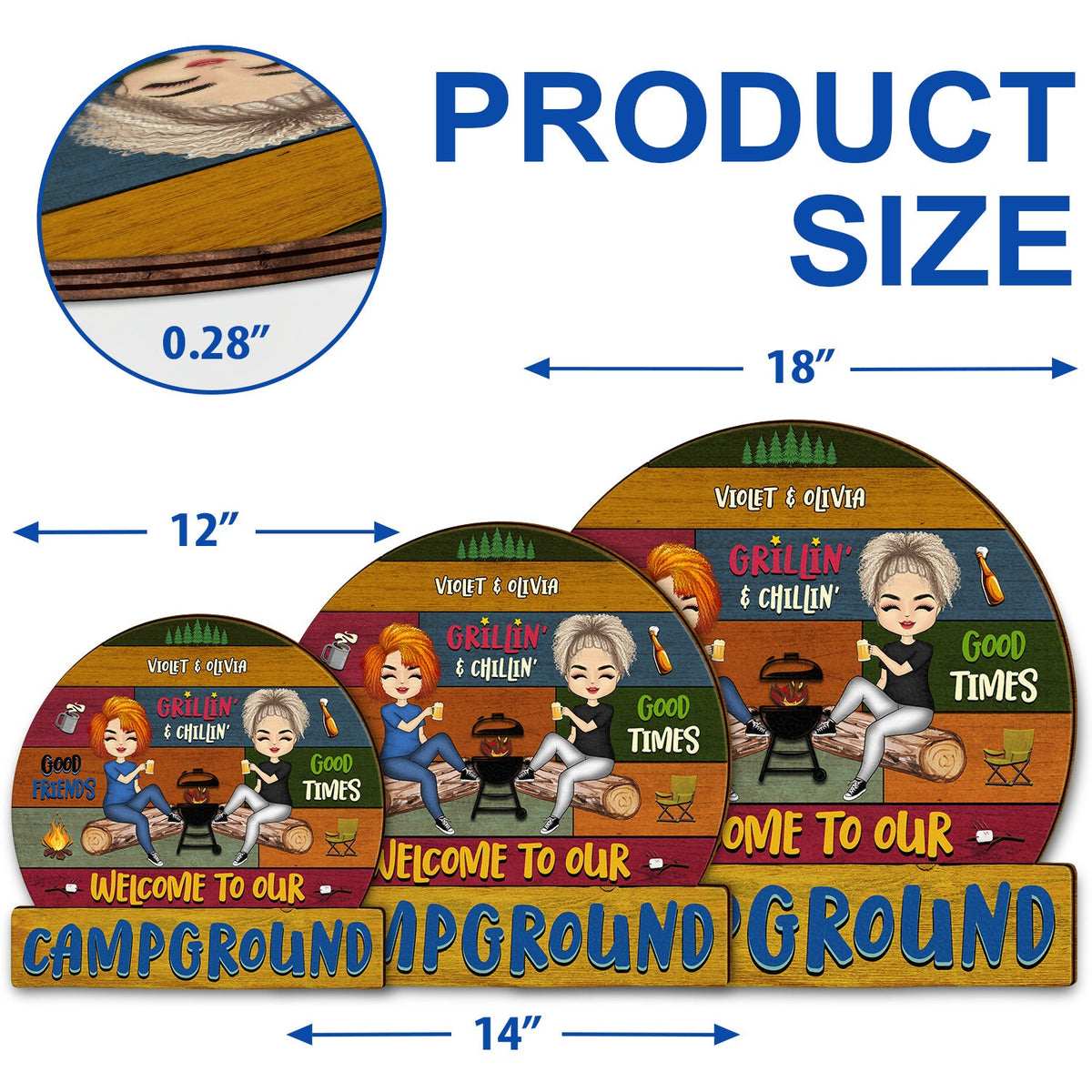 Couple de camping - Bienvenue sur notre camping - Cadeau pour couple de camping - Panneau en bois personnalisé en forme de cœur