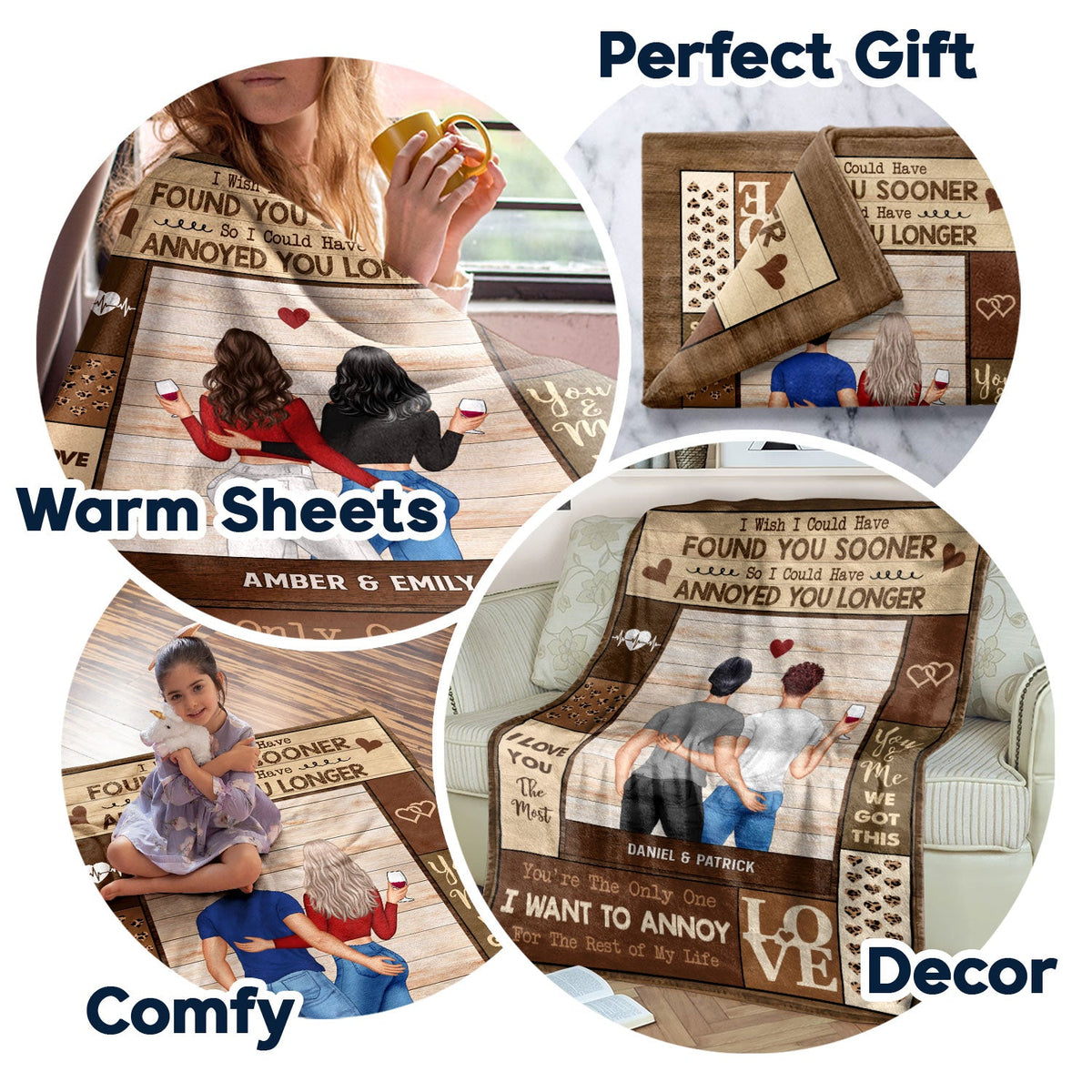 Couple, j'aurais aimé te retrouver plus tôt - Cadeau pour couple - Couverture polaire personnalisée