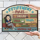 Retirement Rules - Gift For Father Mother Grandparents - Personalized Custom Shaped Wood Sign