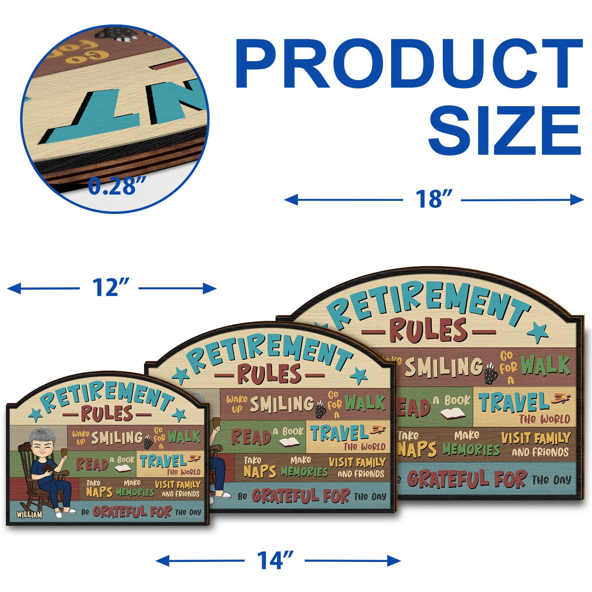 Retirement Rules - Gift For Father Mother Grandparents - Personalized Custom Shaped Wood Sign