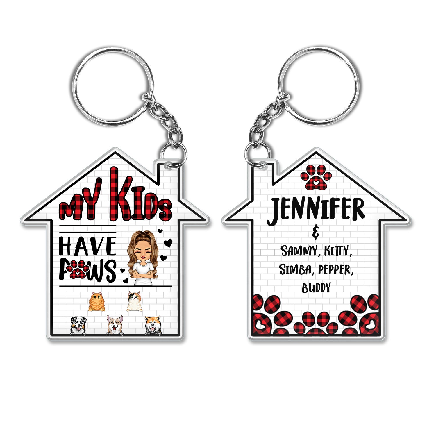 My Kids Have Paws - Gift For Dog Mom, Dog Dad, Cat Mom, Cat Dad - Personalized Custom Acrylic Keychain