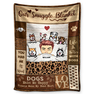 Dog Mom Dog Dad Our Snuggle Blanket - Gift For Dog Lovers - Personalized Custom Fleece Blanket