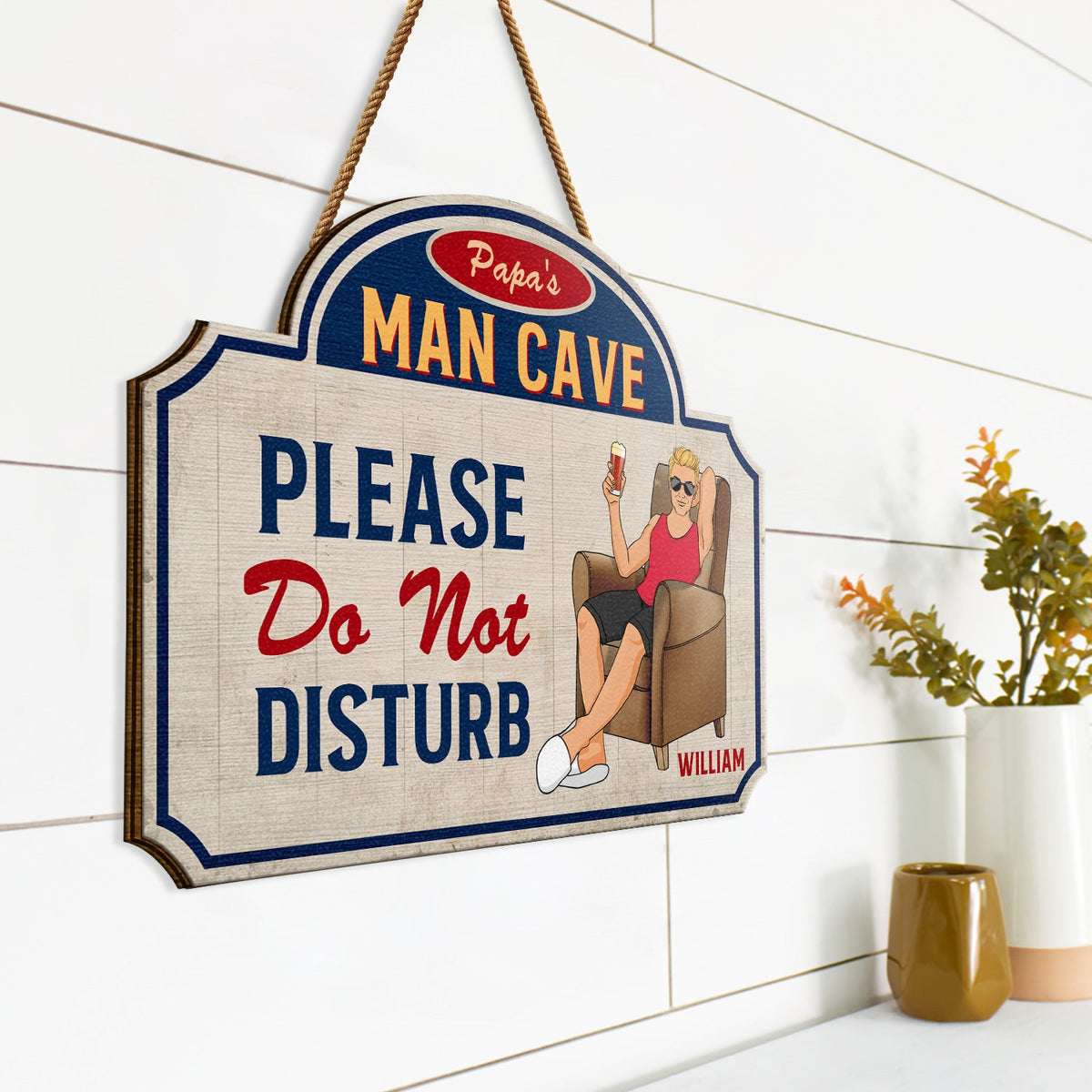 Dad's Man Cave - Home Decor For Father - Personalized Custom Shaped Wood Sign