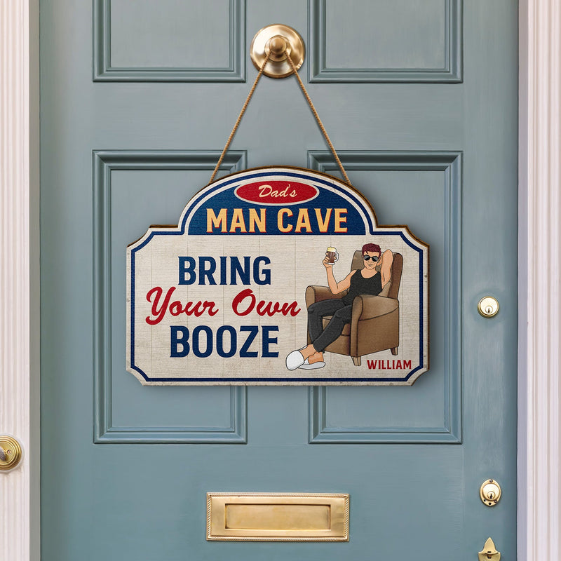 Dad's Man Cave - Home Decor For Father - Personalized Custom Shaped Wood Sign