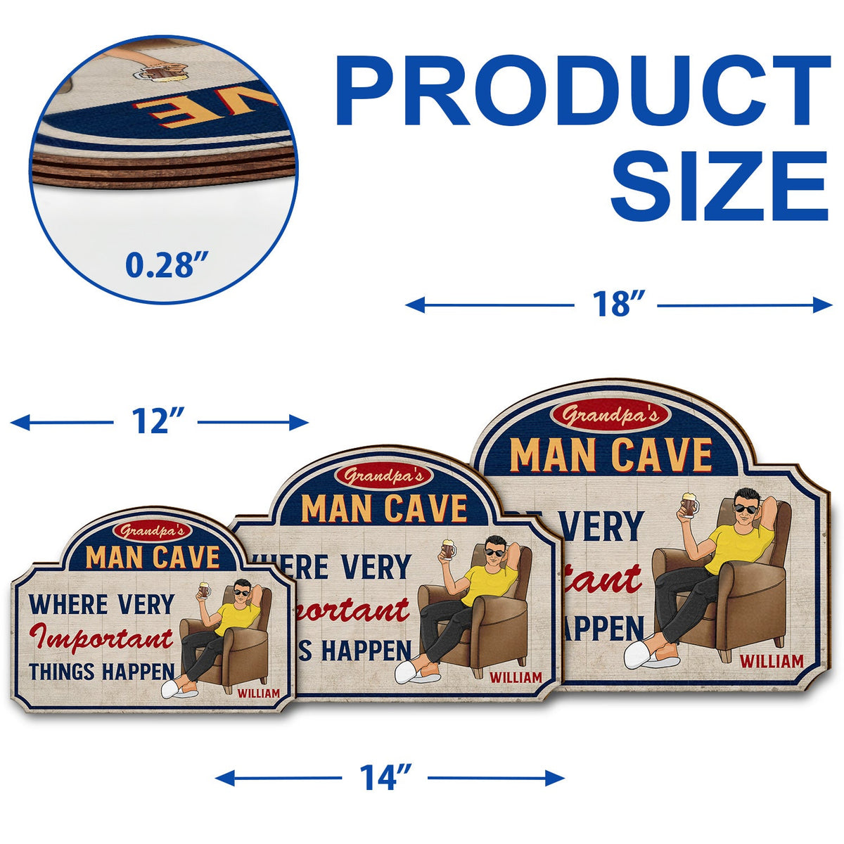 Dad's Man Cave - Home Decor For Father - Personalized Custom Shaped Wood Sign