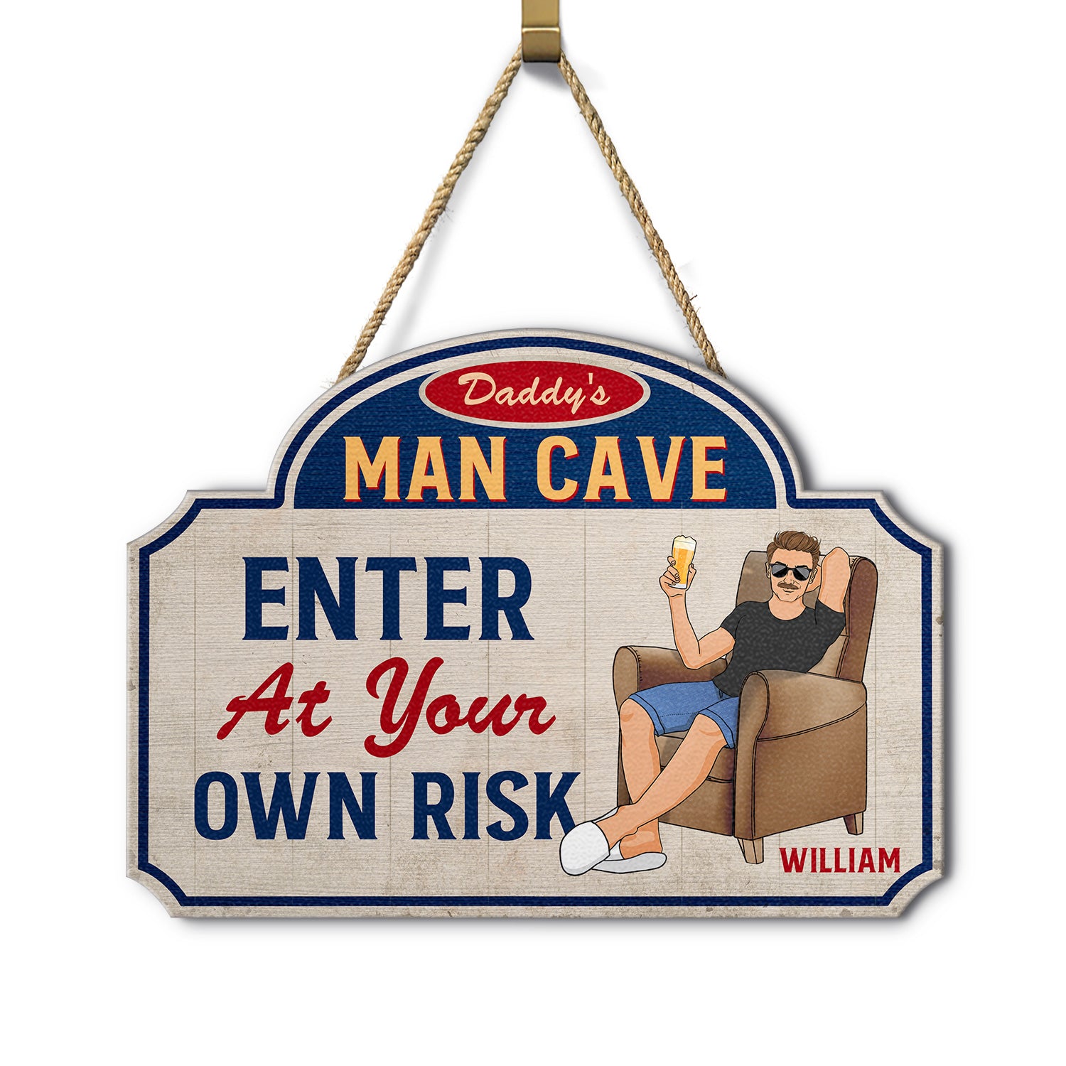 Dad's Man Cave - Home Decor For Father - Personalized Custom Shaped Wood Sign