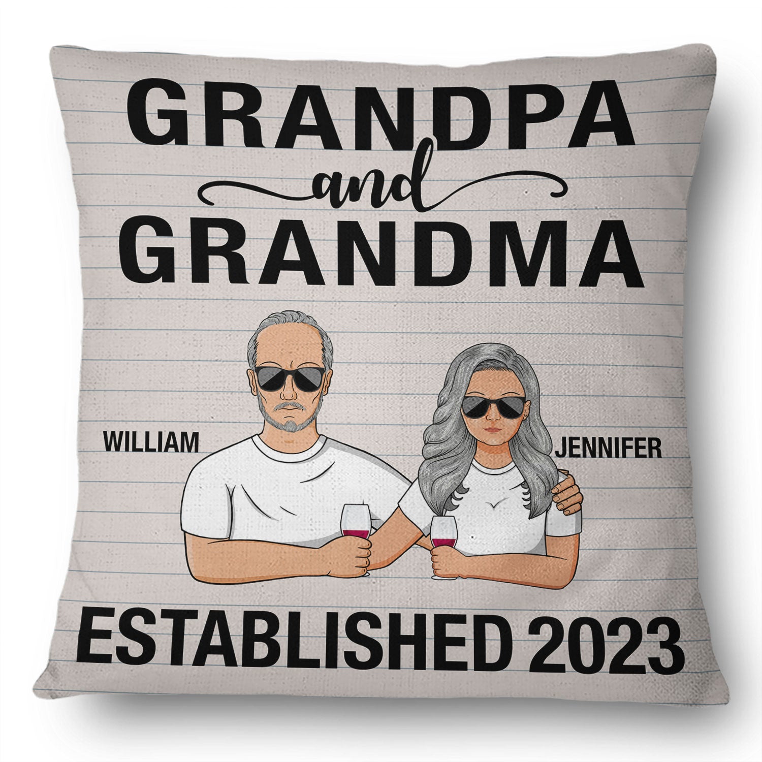 Grandma & Grandpa Established Since - Gift For Father, Gift For Grandparents - Personalized Custom Pillow