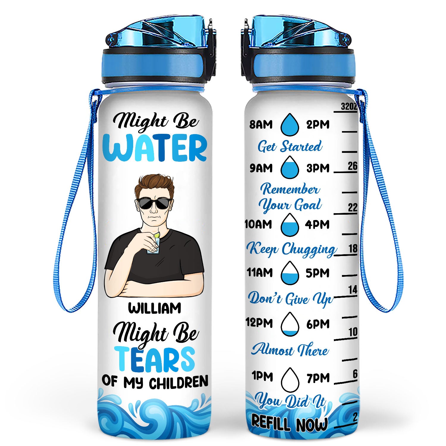 Tears Of My Children - Gift For Father, Mother - Personalized Custom Water Tracker Bottle