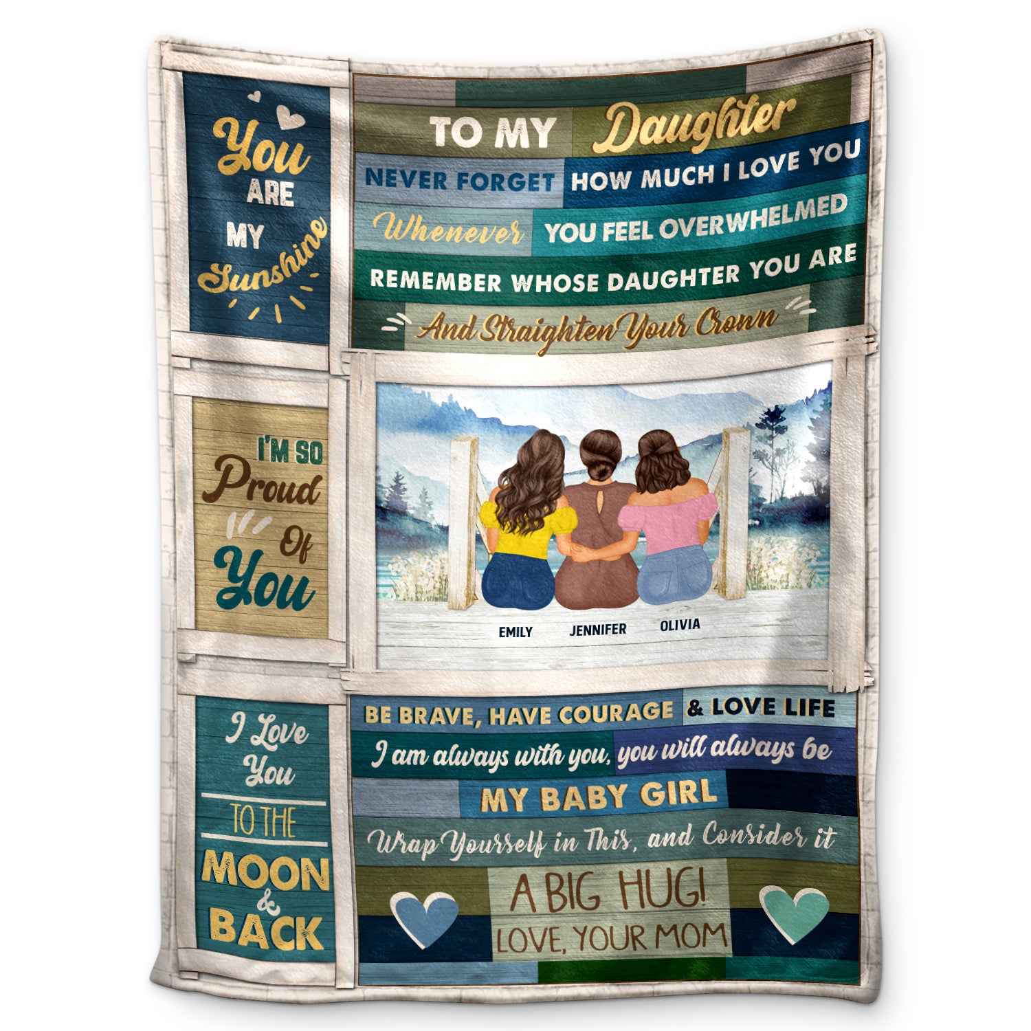 Lake Mother Never Forget How Much I Love You - Gift For Daughters - Personalized Fleece Blanket