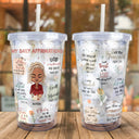 Mes affirmations quotidiennes - Cadeau pour vous-même, cadeau pour femme - Gobelet isotherme personnalisé en acrylique avec paille
