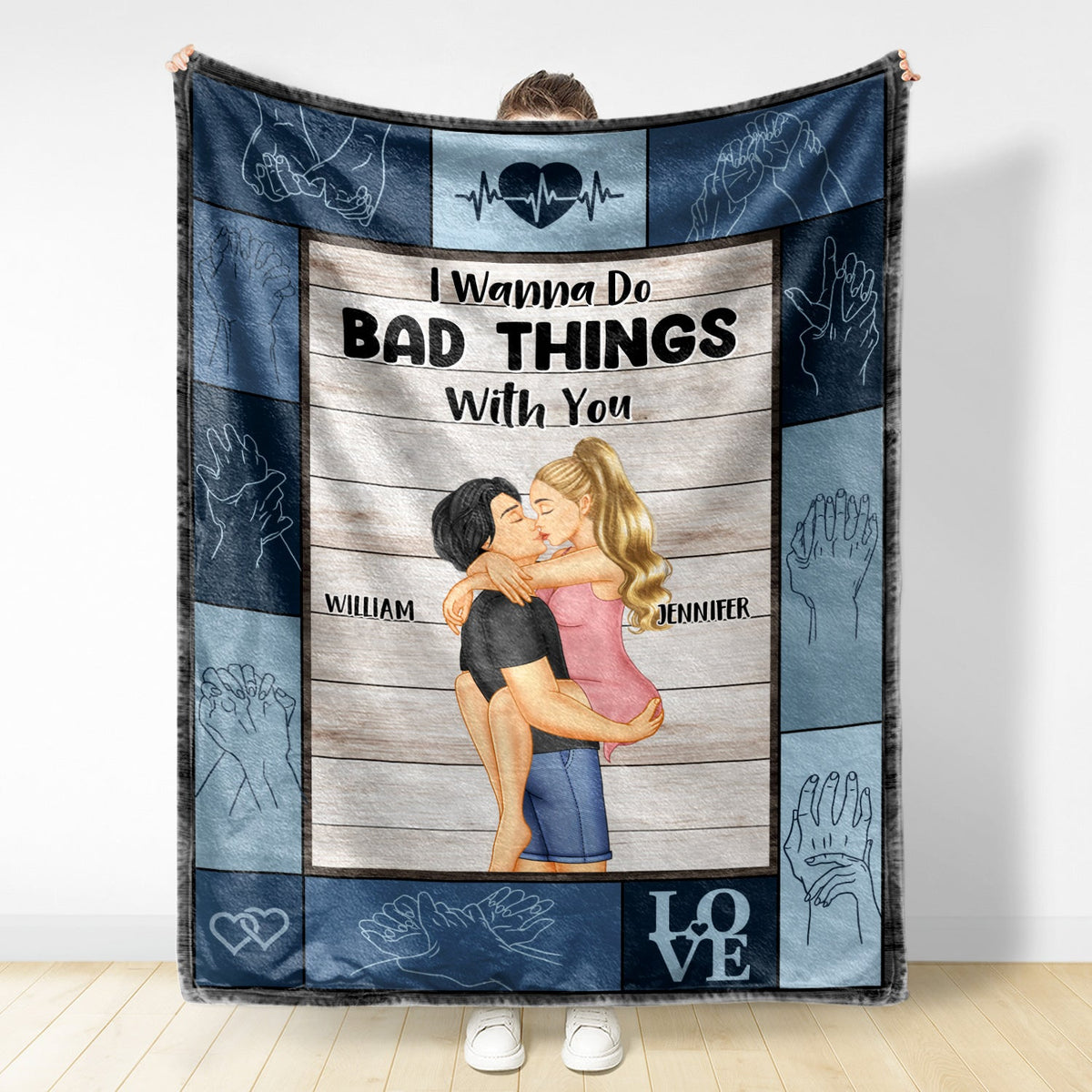 Couple I Wanna Do Bad Things With You - Gift For Couples - Personalized Fleece Blanket