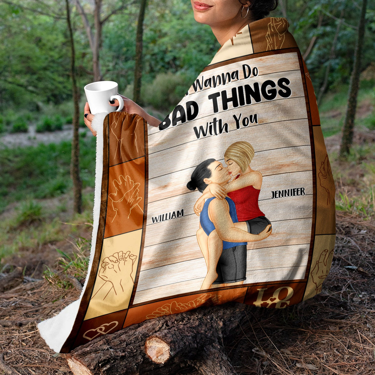 Couple I Wanna Do Bad Things With You - Gift For Couples - Personalized Fleece Blanket