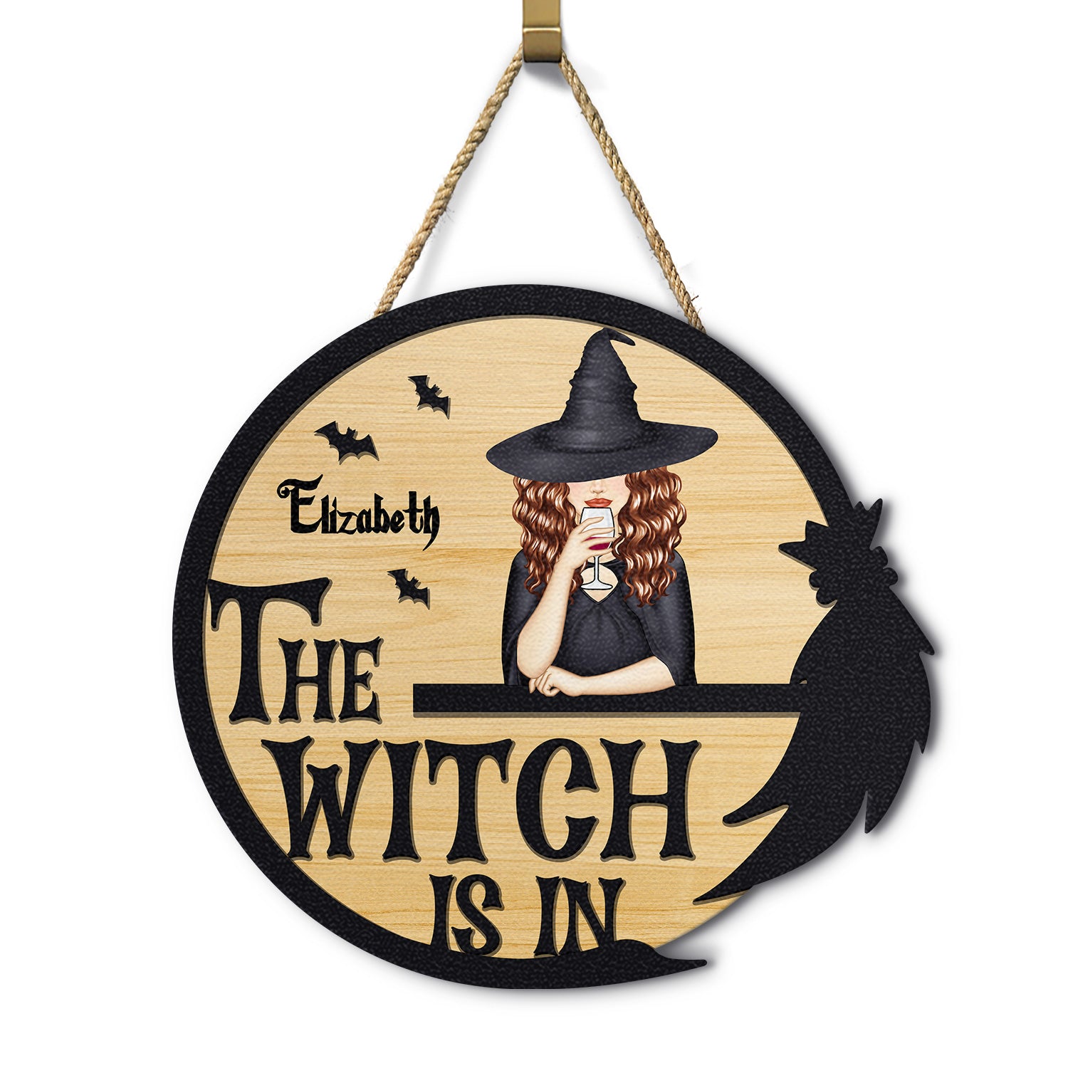 The Witch Is In - Gift For Yourself, Gift For Women - Personalized Custom Shaped Wood Sign