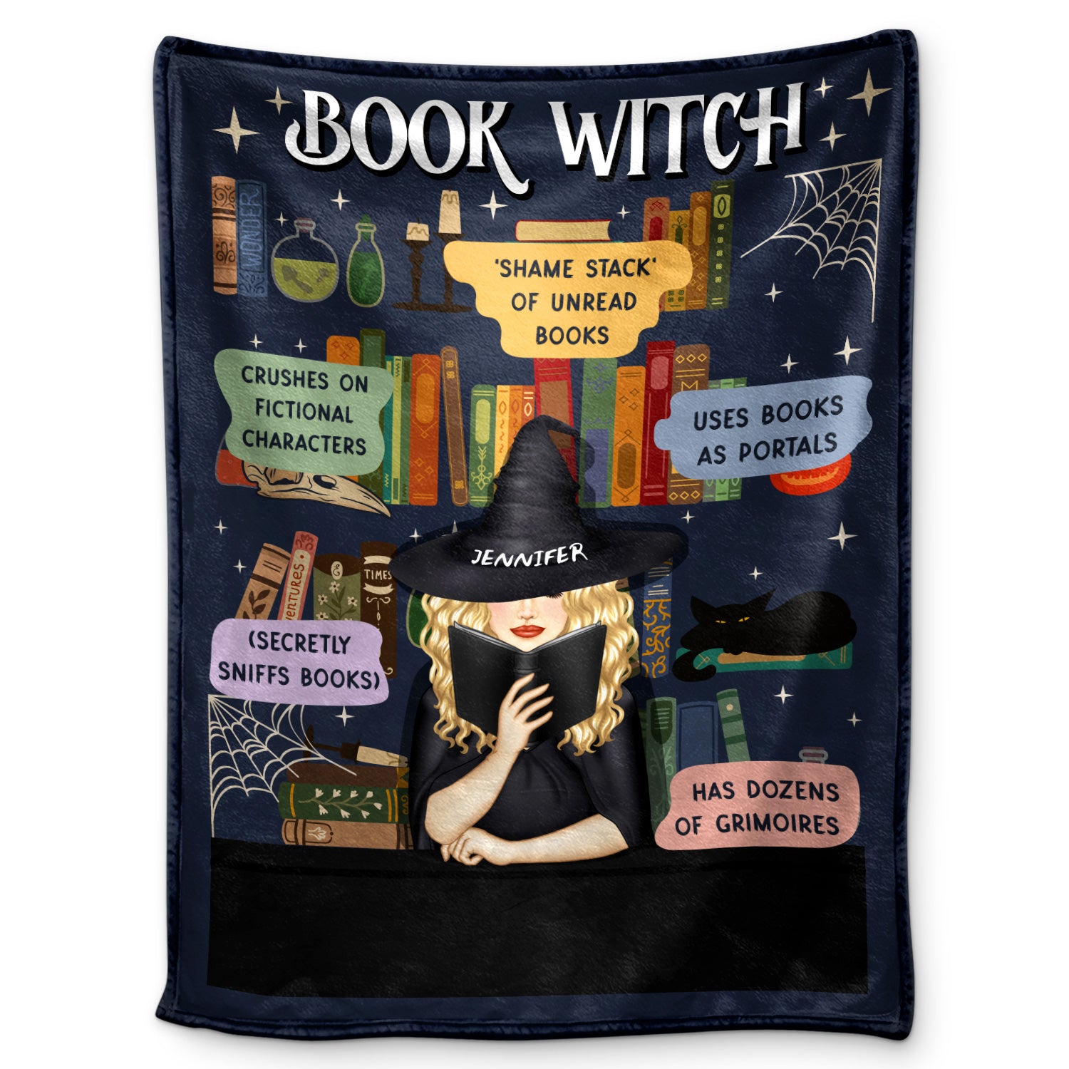 Reading Book Witch - Gift For Yourself, Gift For Women - Personalized Fleece Blanket